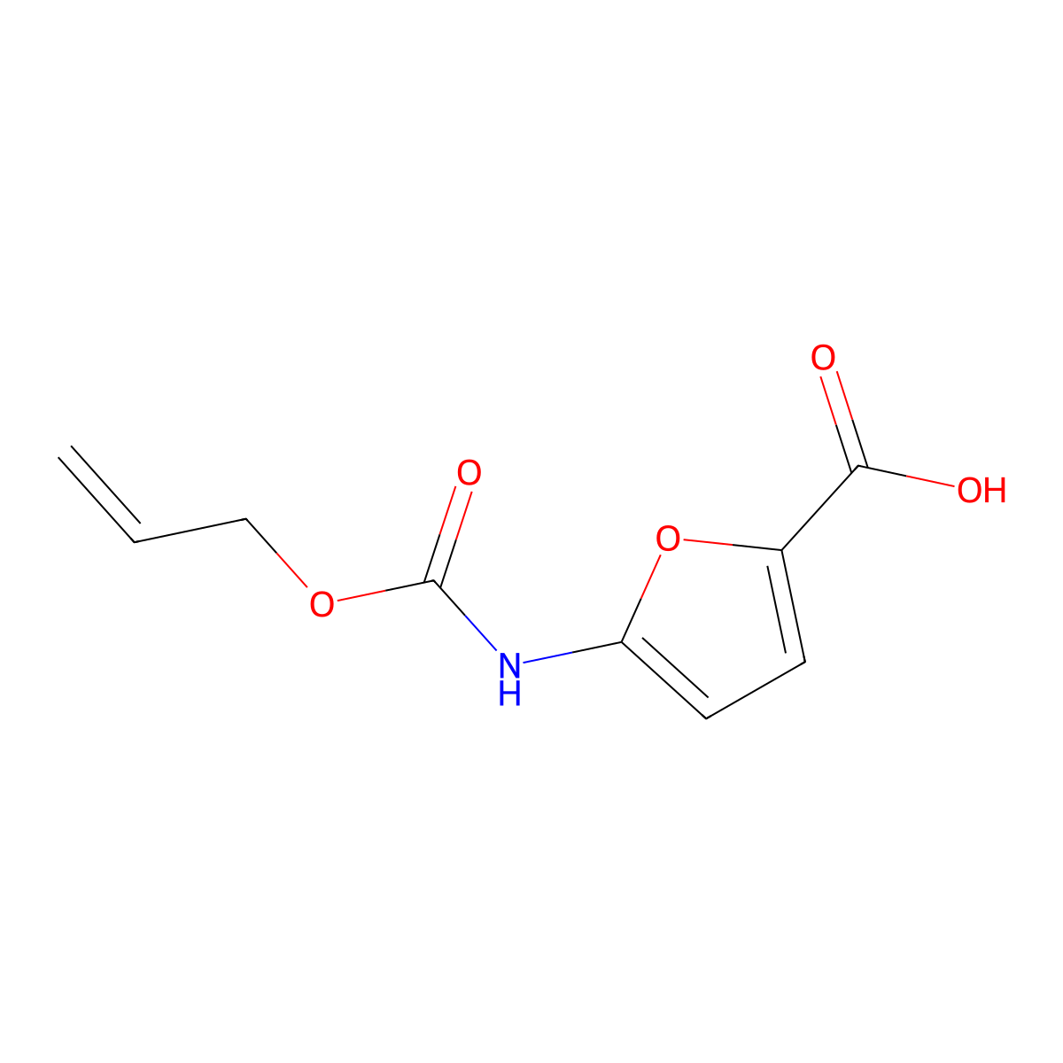 5-{[(Prop-2-en-1-yloxy)carbonyl]amino}furan-2-carboxylic acid molecular structure, CAS 2680723-38-8