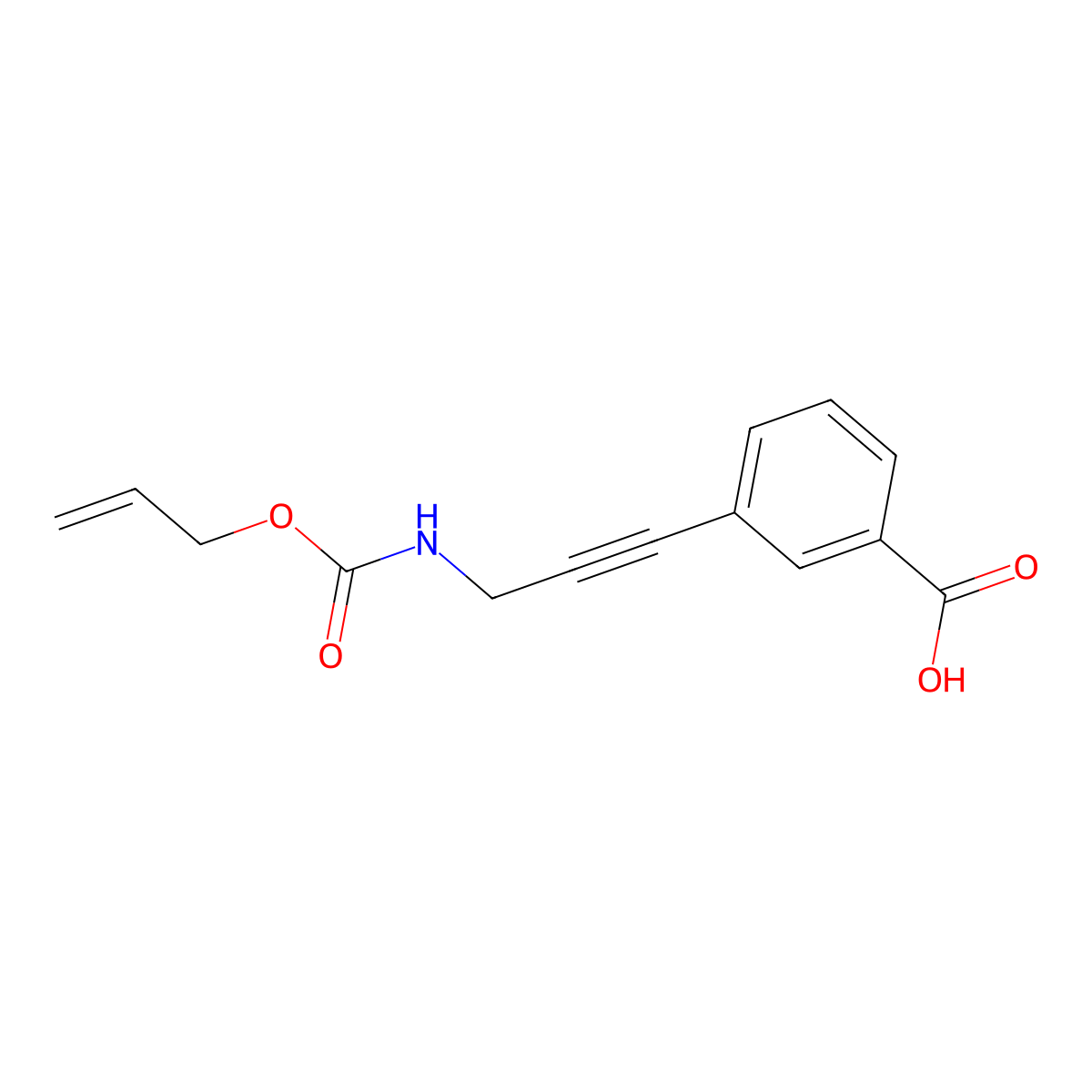 3-(3-{[(Prop-2-en-1-yloxy)carbonyl]amino}prop-1-yn-1-yl)benzoic acid molecular structure, CAS 2680723-43-5
