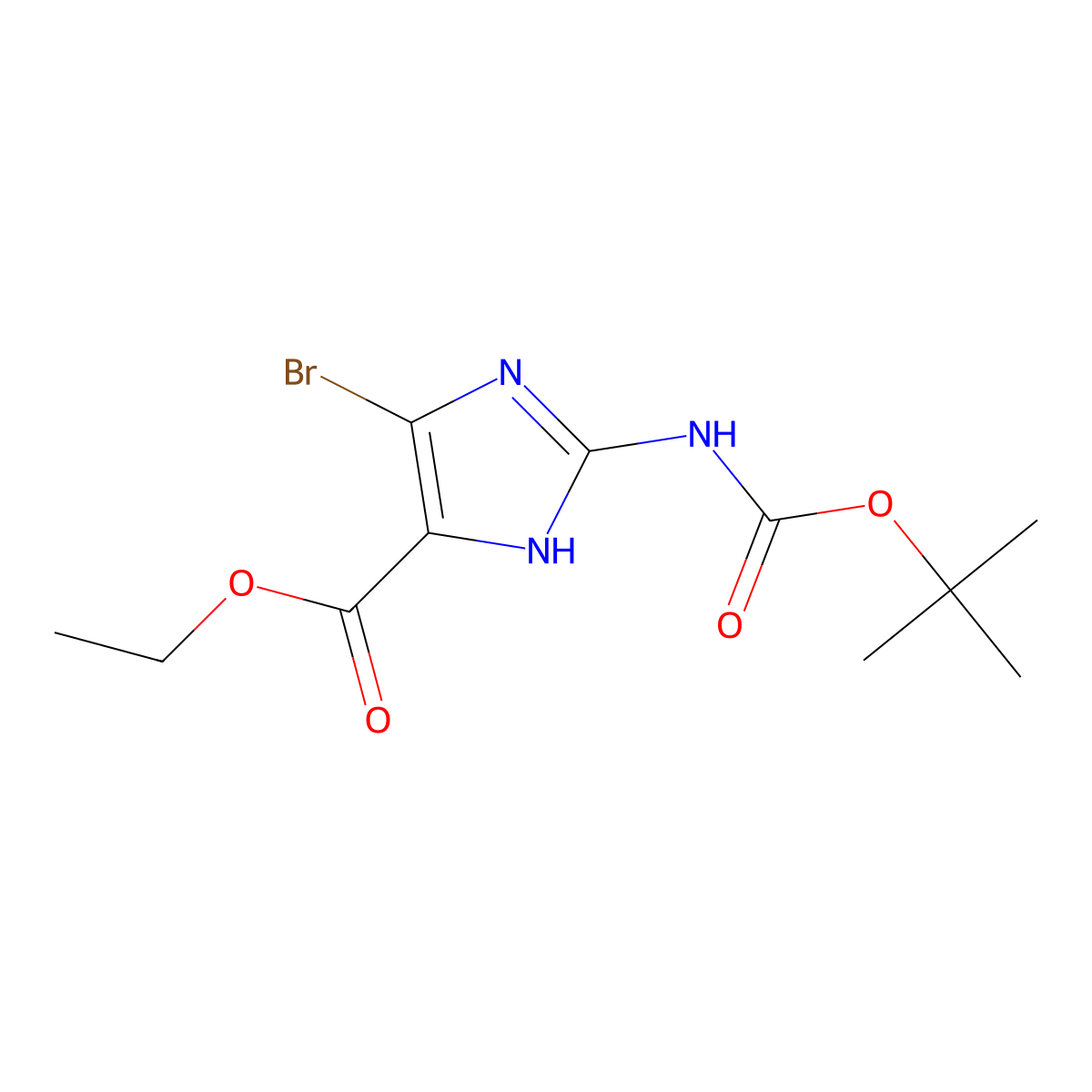 ethyl 4-bromo-2-{[(tert-butoxy)carbonyl]amino}-1H-imidazole-5-carboxylate molecular structure, CAS 2680723-48-0