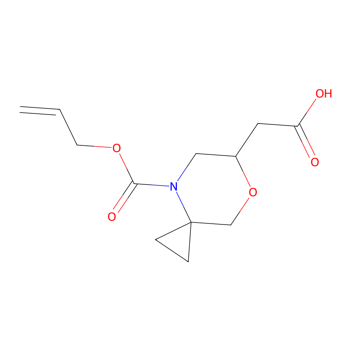 2-{4-[(Prop-2-en-1-yloxy)carbonyl]-7-oxa-4-azaspiro[2.5]octan-6-yl}acetic acid molecular structure, CAS 2680723-59-3