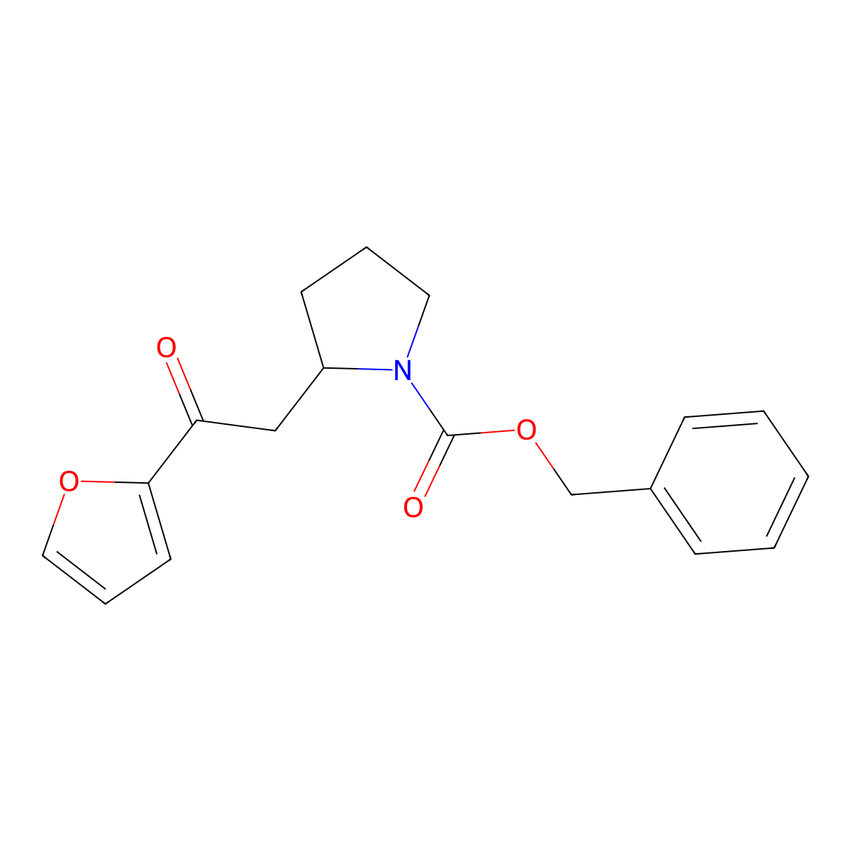 Benzyl 2-[2-(furan-2-yl)-2-oxoethyl]pyrrolidine-1-carboxylate molecular structure, CAS 2680723-64-0