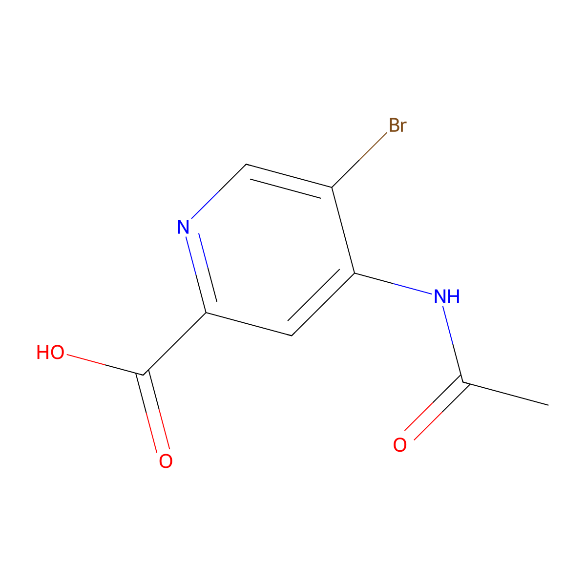 5-Bromo-4-acetamidopyridine-2-carboxylic acid molecular structure, CAS 2680723-69-5