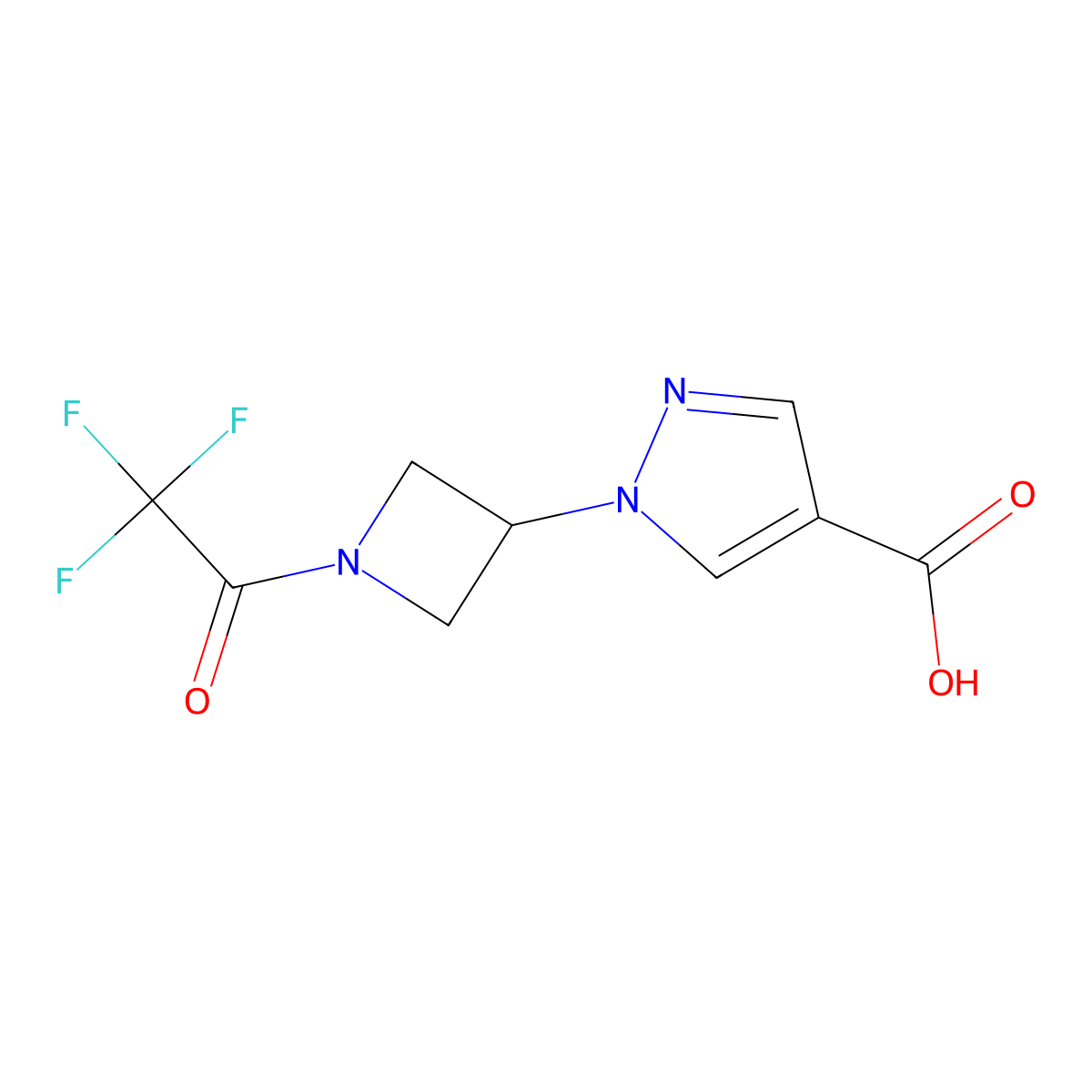 1-[1-(2,2,2-trifluoroacetyl)azetidin-3-yl]-1H-pyrazole-4-carboxylic acid molecular structure, CAS 2680723-83-3