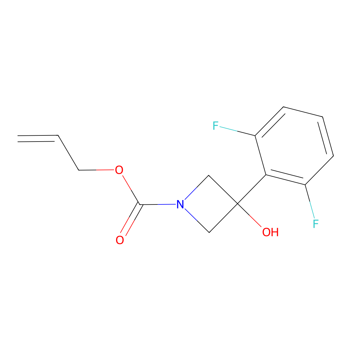 Prop-2-en-1-yl 3-(2,6-difluorophenyl)-3-hydroxyazetidine-1-carboxylate molecular structure, CAS 2680723-93-5