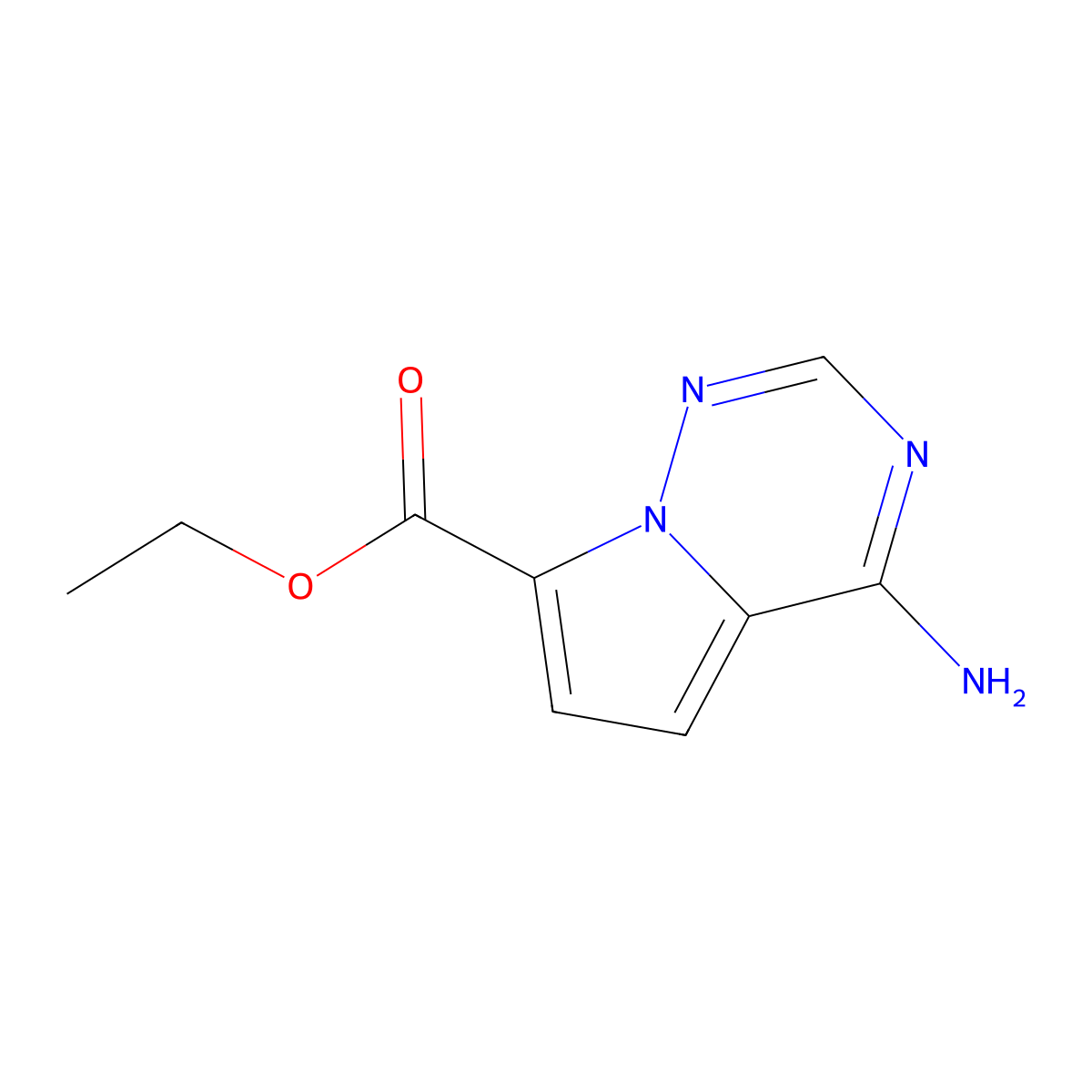 Ethyl 4-aminopyrrolo[2,1-f][1,2,4]triazine-7-carboxylate molecular structure, CAS 2680723-94-6