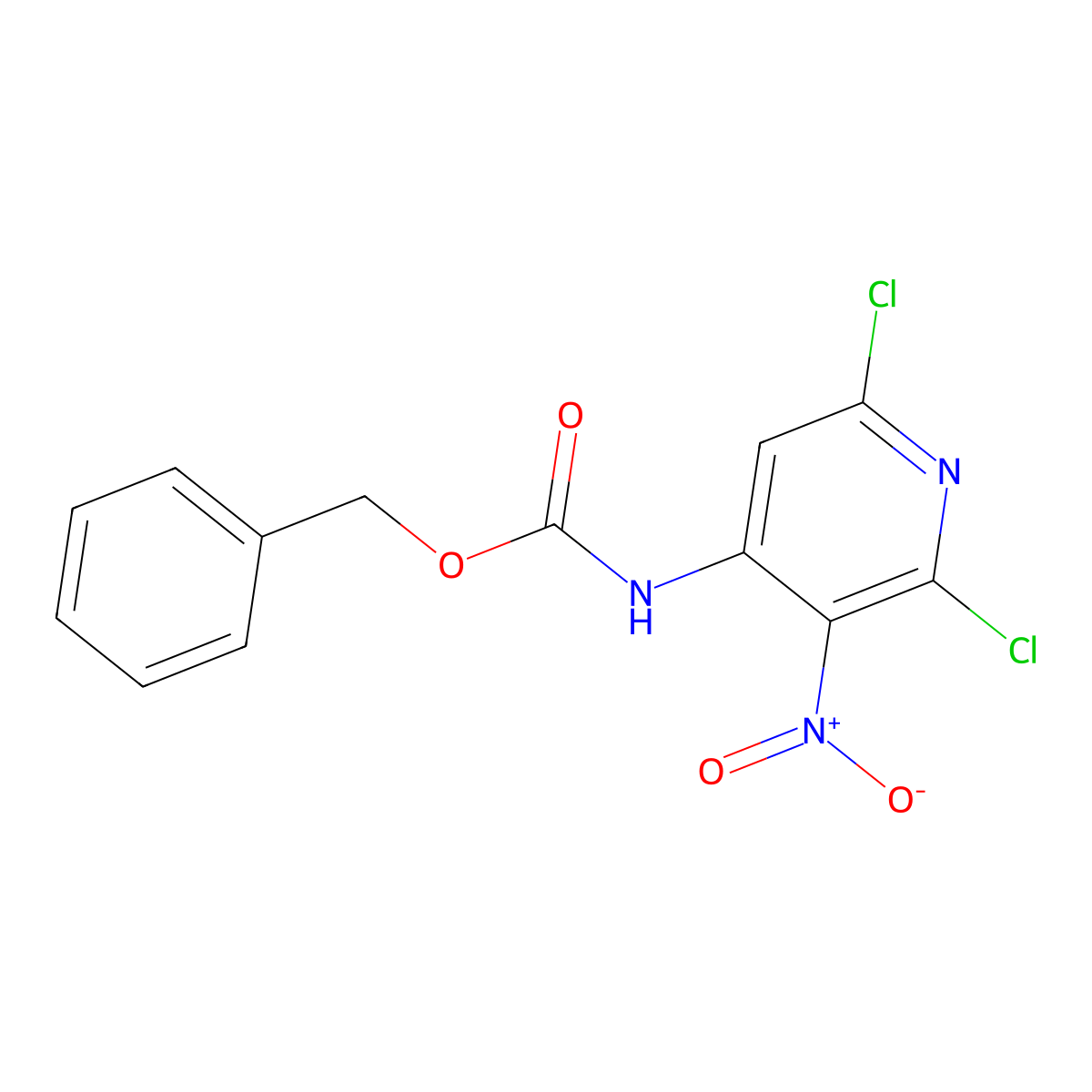 benzyl N-(2,6-dichloro-3-nitropyridin-4-yl)carbamate molecular structure, CAS 2680723-96-8