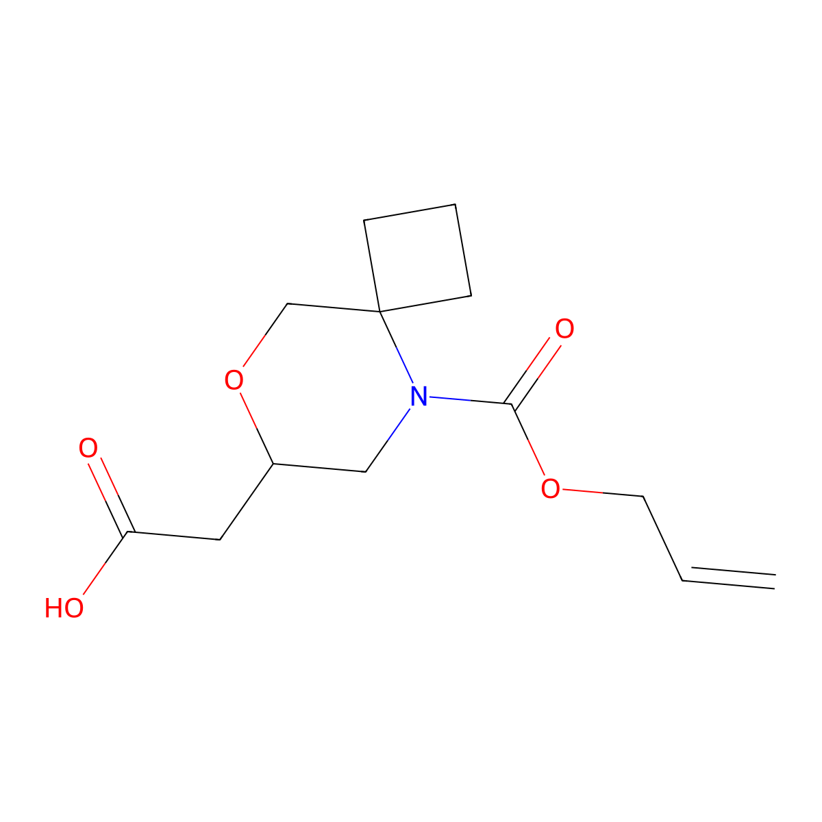 2-{5-[(Prop-2-en-1-yloxy)carbonyl]-8-oxa-5-azaspiro[3.5]nonan-7-yl}acetic acid molecular structure, CAS 2680723-99-1