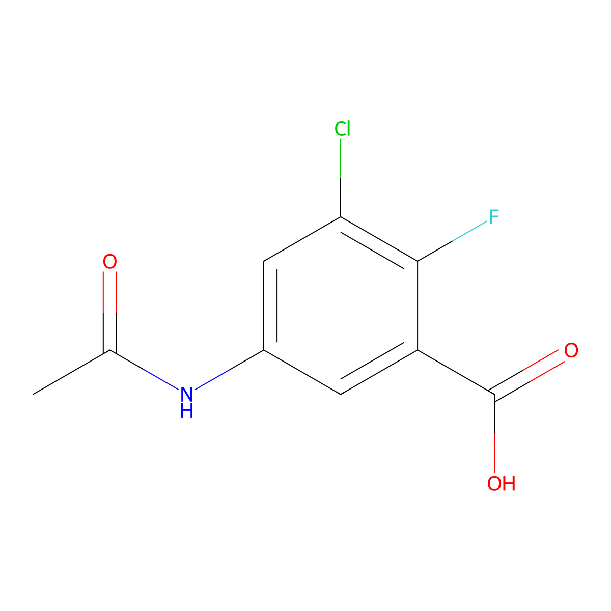 3-Chloro-5-acetamido-2-fluorobenzoic acid molecular structure, CAS 2680724-02-9