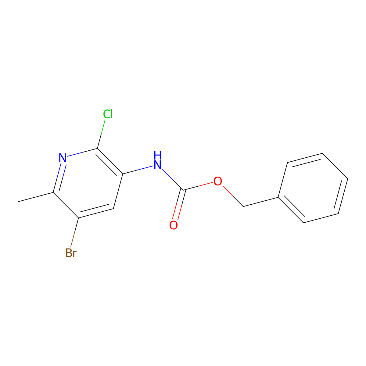 benzyl N-(5-bromo-2-chloro-6-methylpyridin-3-yl)carbamate molecular structure, CAS 2680724-03-0