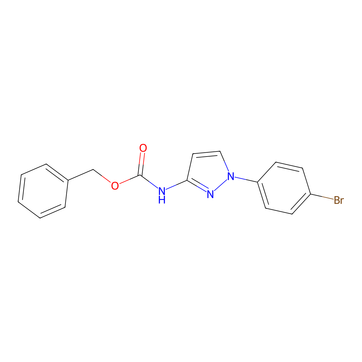 benzyl N-[1-(4-bromophenyl)-1H-pyrazol-3-yl]carbamate molecular structure, CAS 2680724-04-1