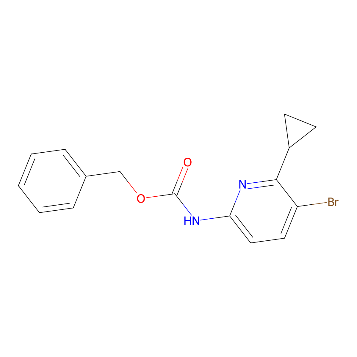 benzyl N-(5-bromo-6-cyclopropylpyridin-2-yl)carbamate molecular structure, CAS 2680724-14-3