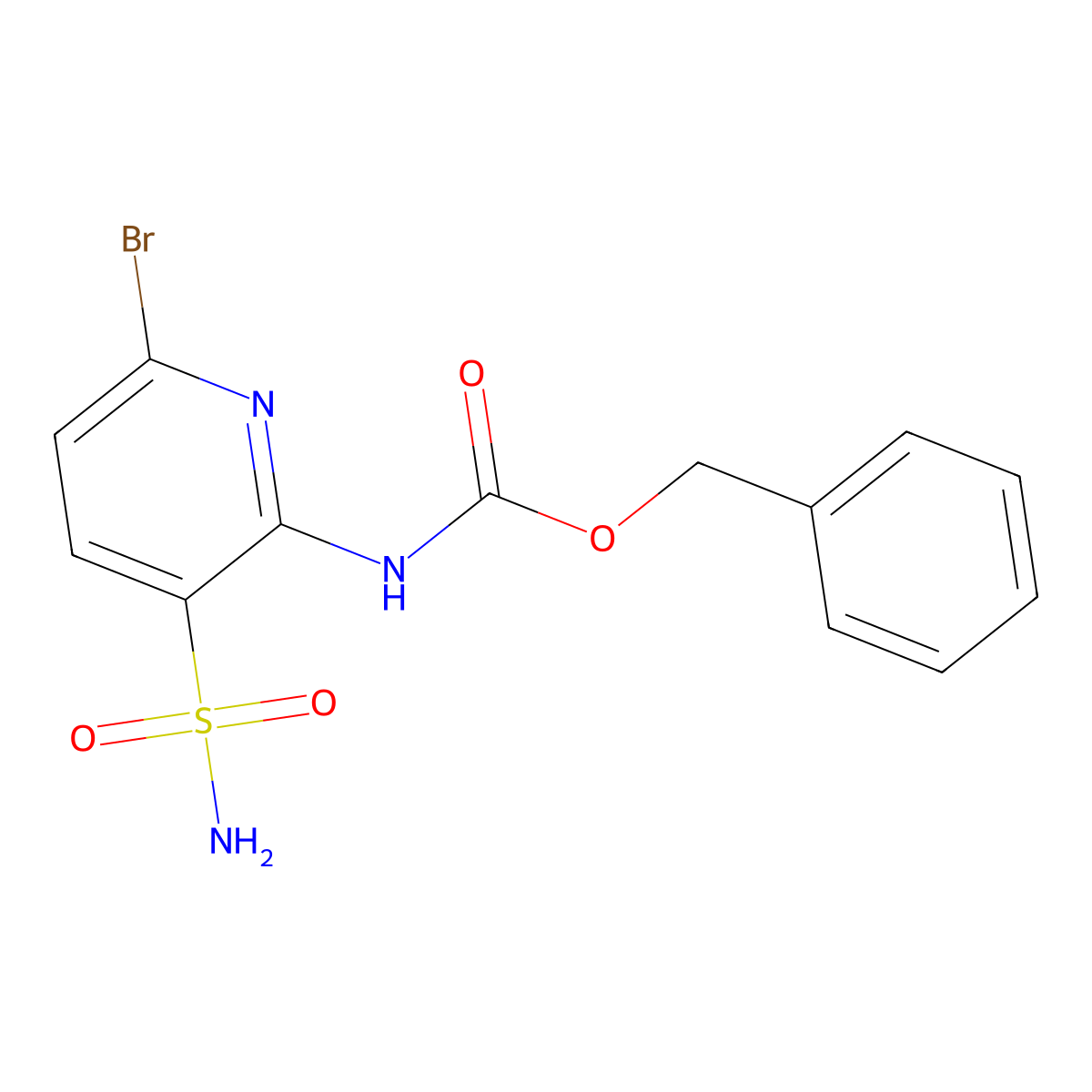 benzyl N-(6-bromo-3-sulfamoylpyridin-2-yl)carbamate molecular structure, CAS 2680724-16-5