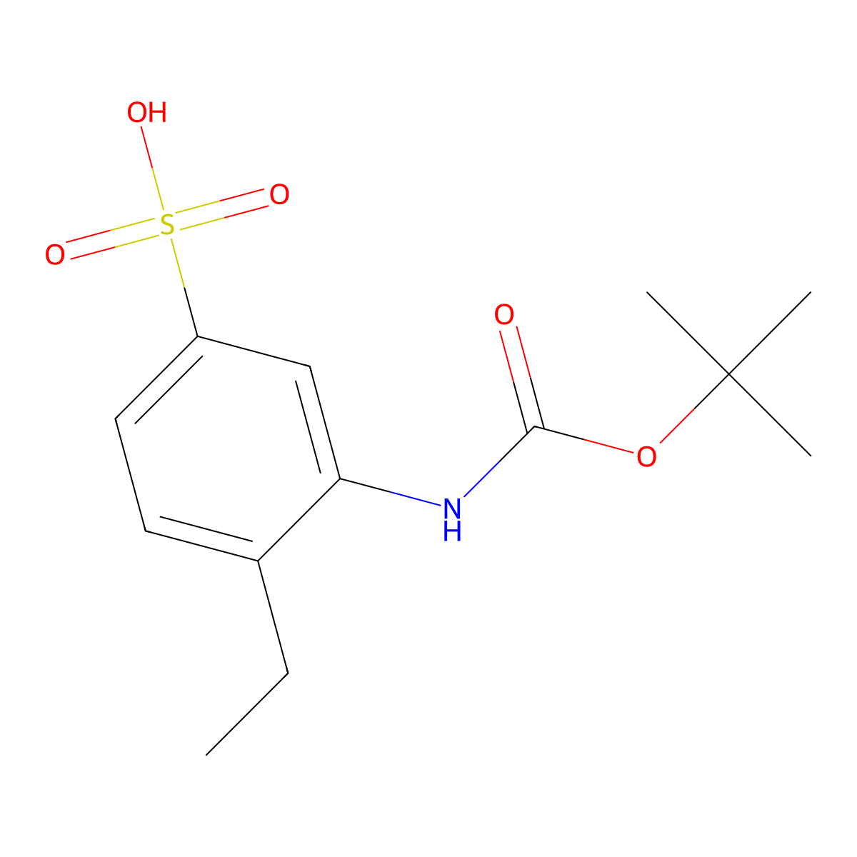 3-{[(Tert-butoxy)carbonyl]amino}-4-ethylbenzene-1-sulfonic acid molecular structure, CAS 2680724-26-7