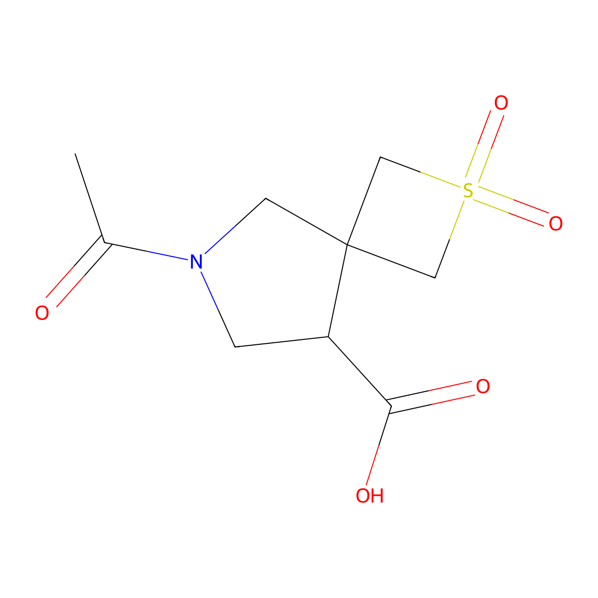 6-Acetyl-2,2-dioxo-2lambda6-thia-6-azaspiro[3.4]octane-8-carboxylic acid molecular structure, CAS 2680724-31-4