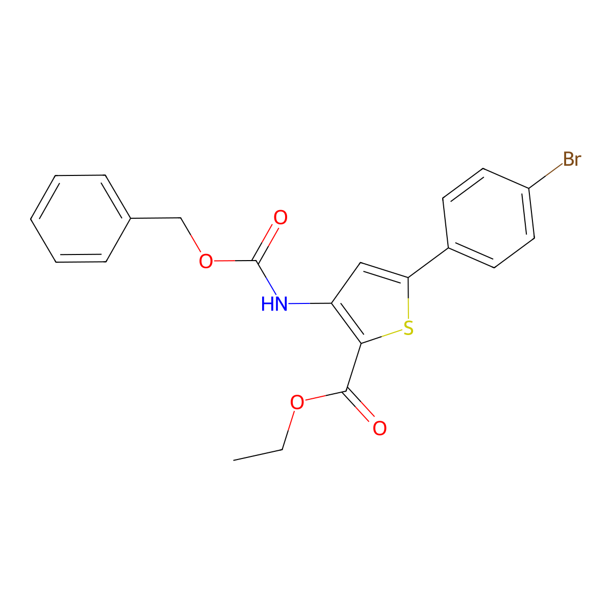 Ethyl 3-{[(benzyloxy)carbonyl]amino}-5-(4-bromophenyl)thiophene-2-carboxylate molecular structure, CAS 2680724-33-6