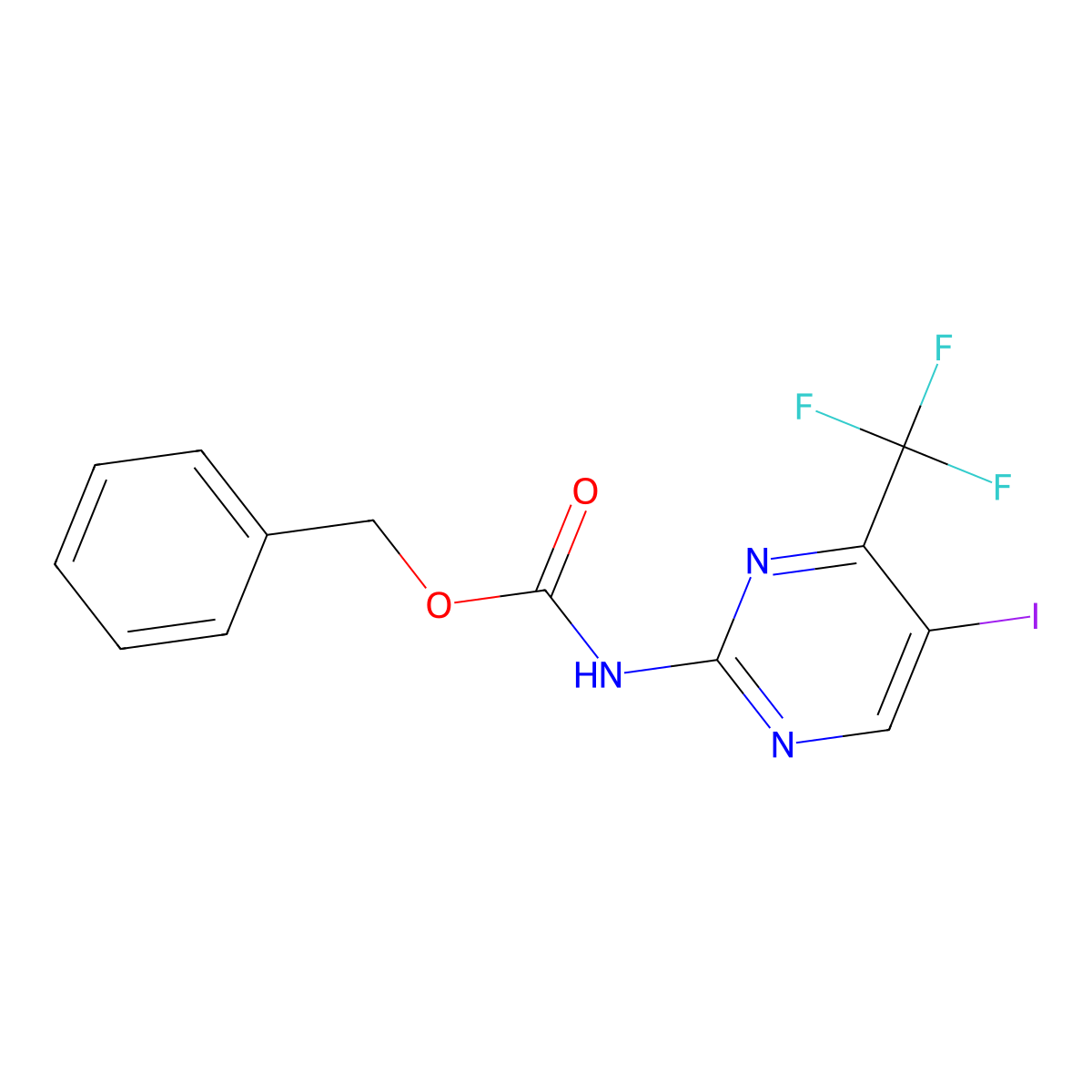 benzyl N-[5-iodo-4-(trifluoromethyl)pyrimidin-2-yl]carbamate molecular structure, CAS 2680724-35-8
