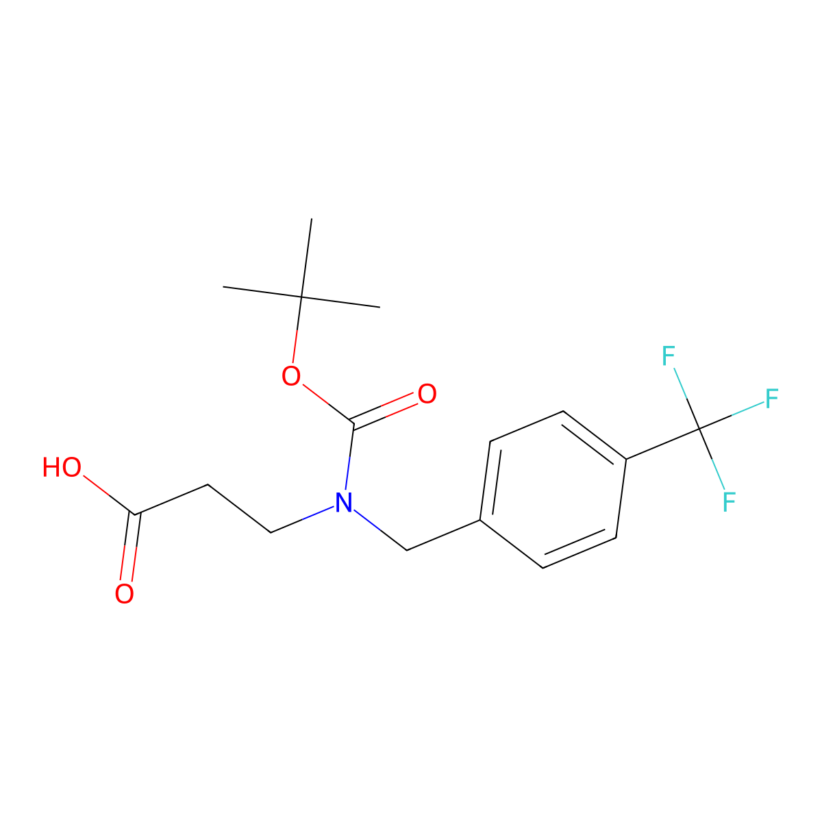 3-{[(Tert-butoxy)carbonyl]({[4-(trifluoromethyl)phenyl]methyl})amino}propanoic acid molecular structure, CAS 2680724-42-7