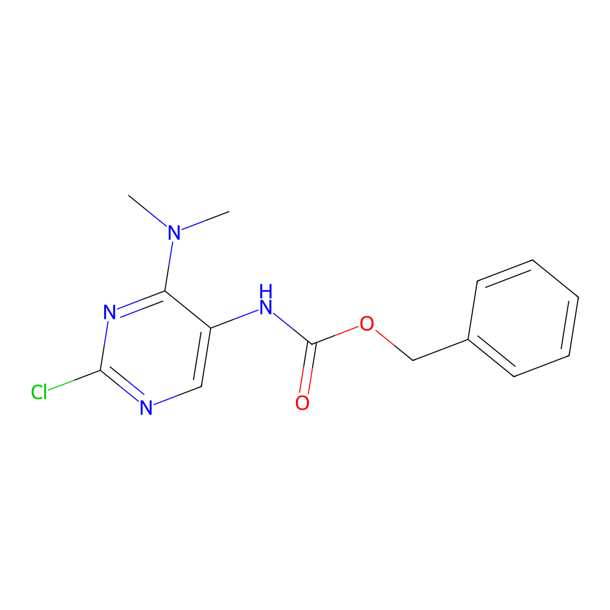 benzyl N-[2-chloro-4-(dimethylamino)pyrimidin-5-yl]carbamate molecular structure, CAS 2680724-44-9
