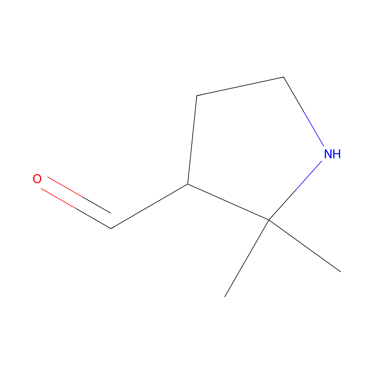 2,2-Dimethylpyrrolidine-3-carbaldehyde molecular structure, CAS 2680724-46-1