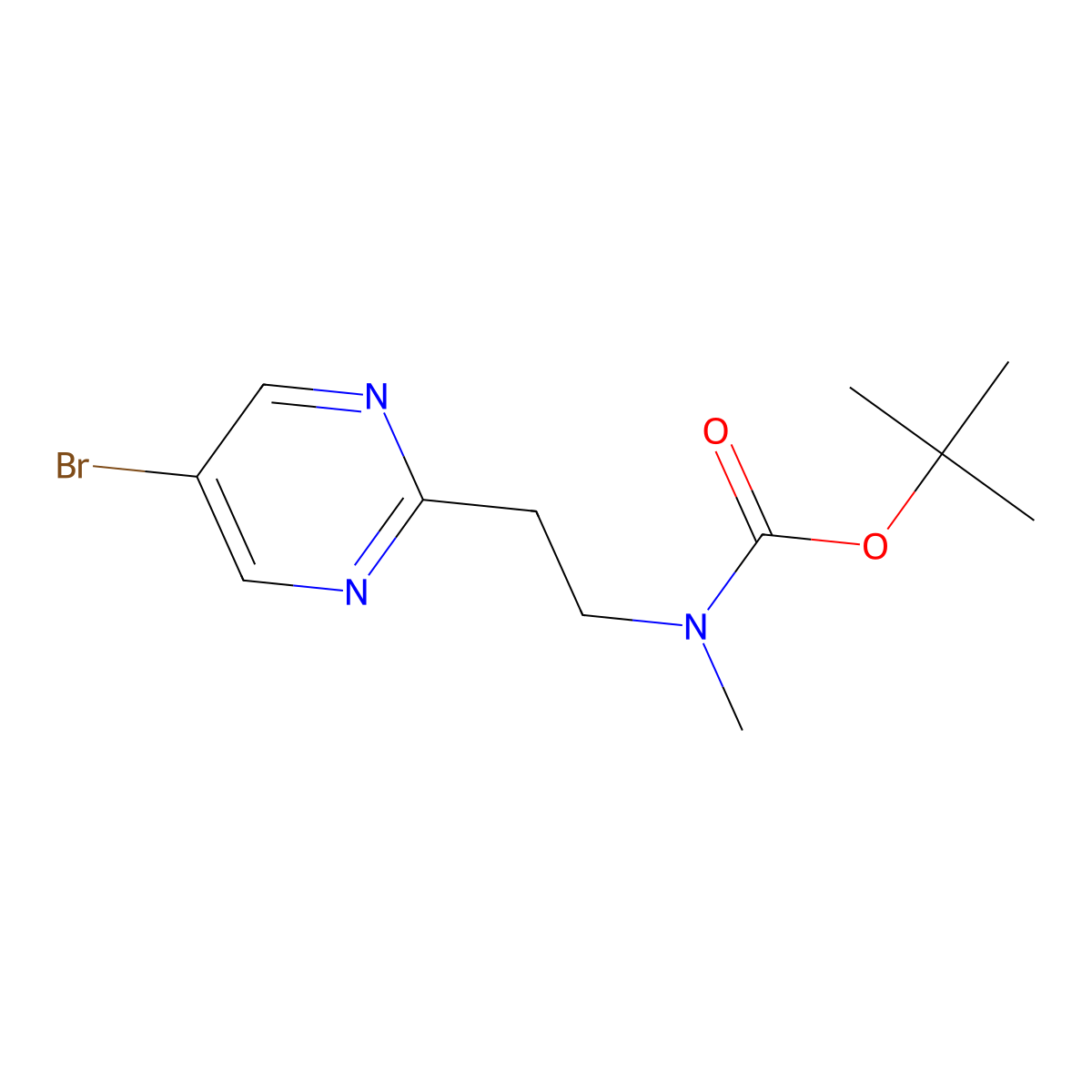 tert-butyl N-[2-(5-bromopyrimidin-2-yl)ethyl]-N-methylcarbamate molecular structure, CAS 2680724-47-2