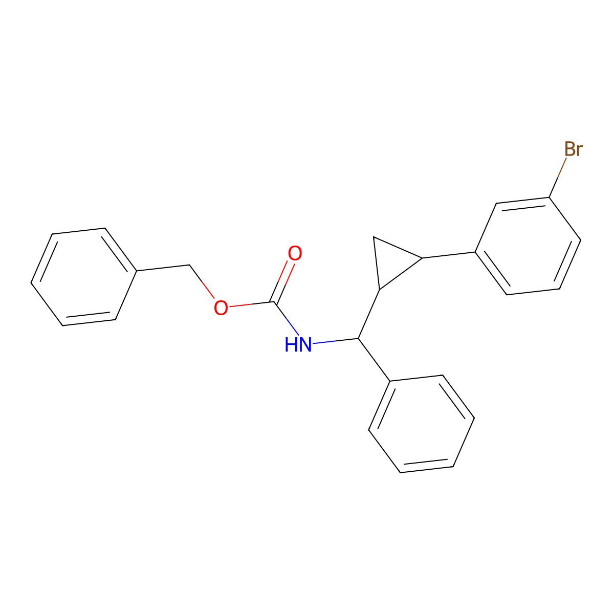benzyl N-{[2-(3-bromophenyl)cyclopropyl](phenyl)methyl}carbamate molecular structure, CAS 2680724-53-0
