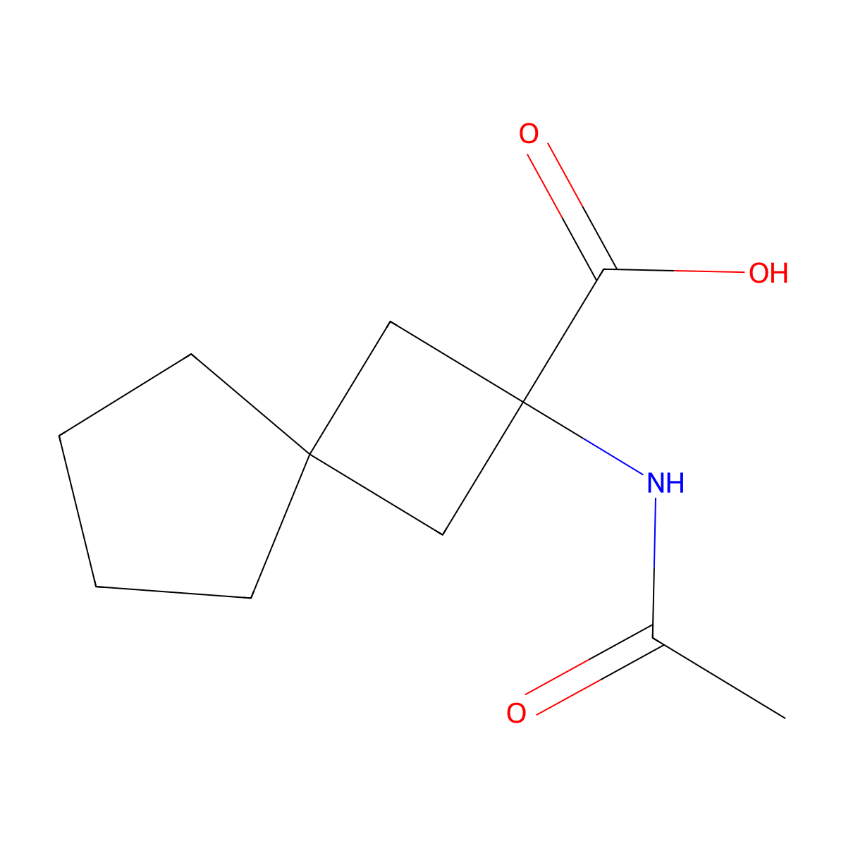 2-Acetamidospiro[3.4]octane-2-carboxylic acid molecular structure, CAS 2680724-55-2