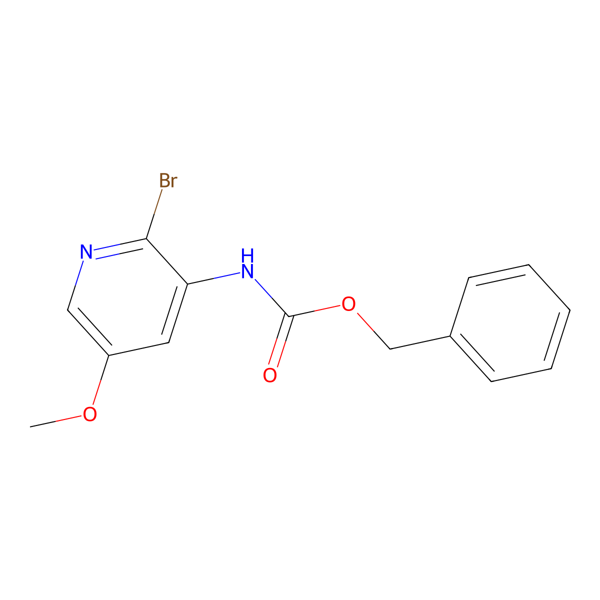 benzyl N-(2-bromo-5-methoxypyridin-3-yl)carbamate molecular structure, CAS 2680724-59-6