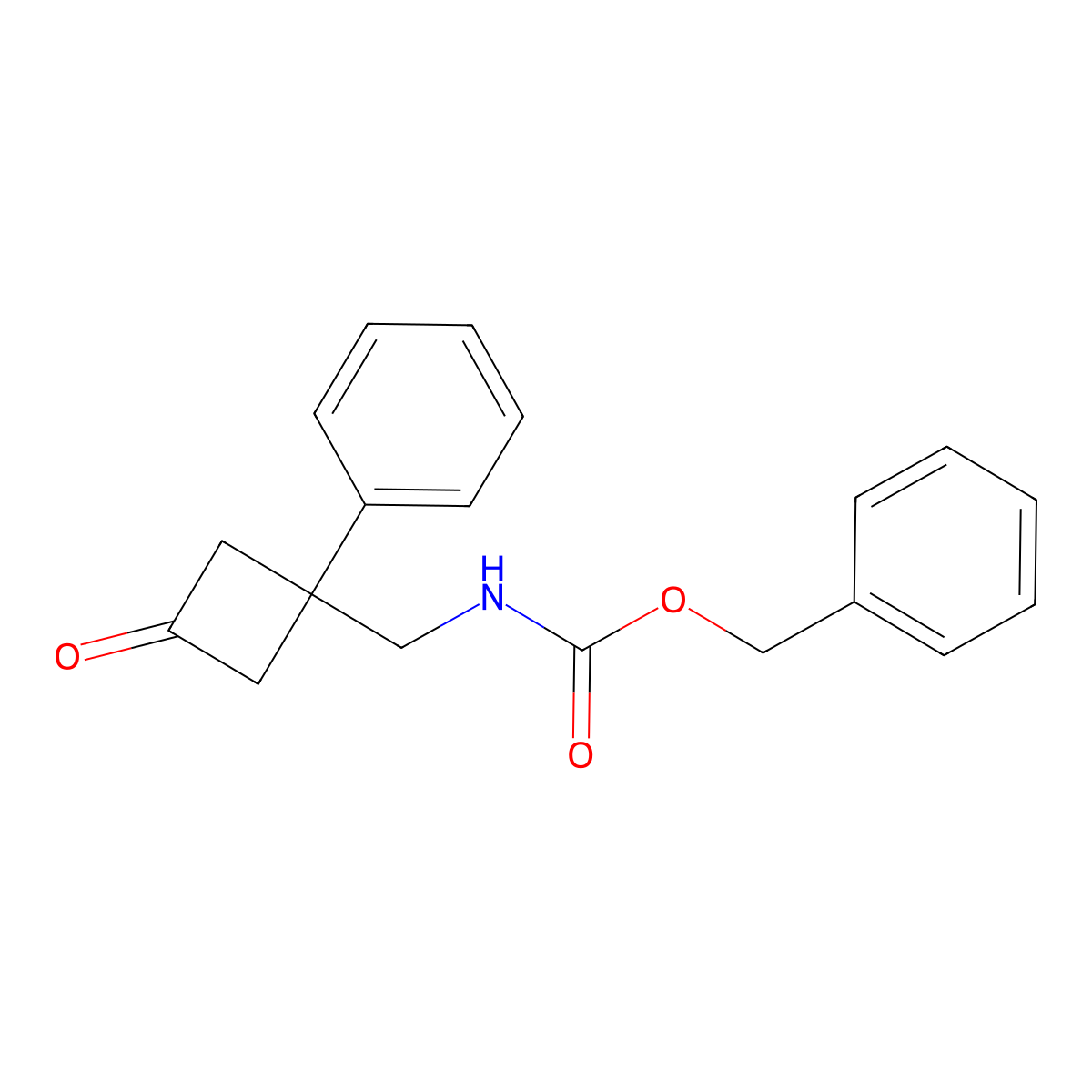 benzyl N-[(3-oxo-1-phenylcyclobutyl)methyl]carbamate molecular structure, CAS 2680724-60-9