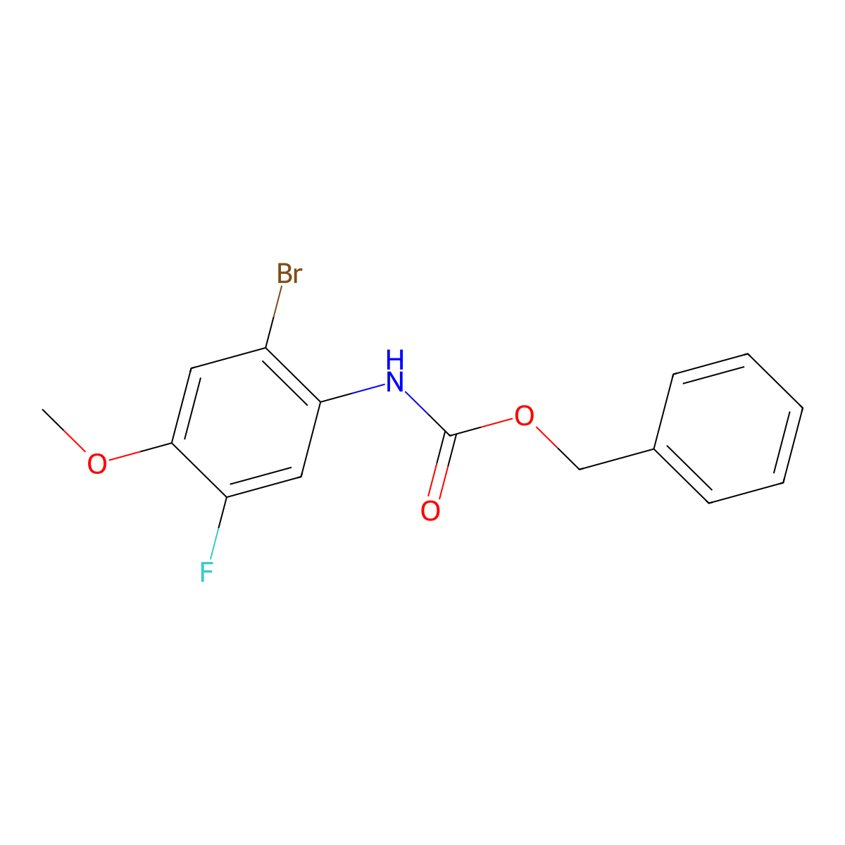 benzyl N-(2-bromo-5-fluoro-4-methoxyphenyl)carbamate molecular structure, CAS 2680724-64-3