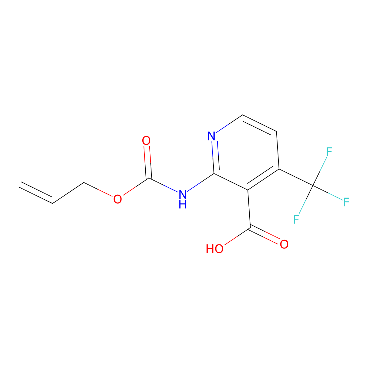 2-{[(Prop-2-en-1-yloxy)carbonyl]amino}-4-(trifluoromethyl)pyridine-3-carboxylic acid molecular structure, CAS 2680724-68-7