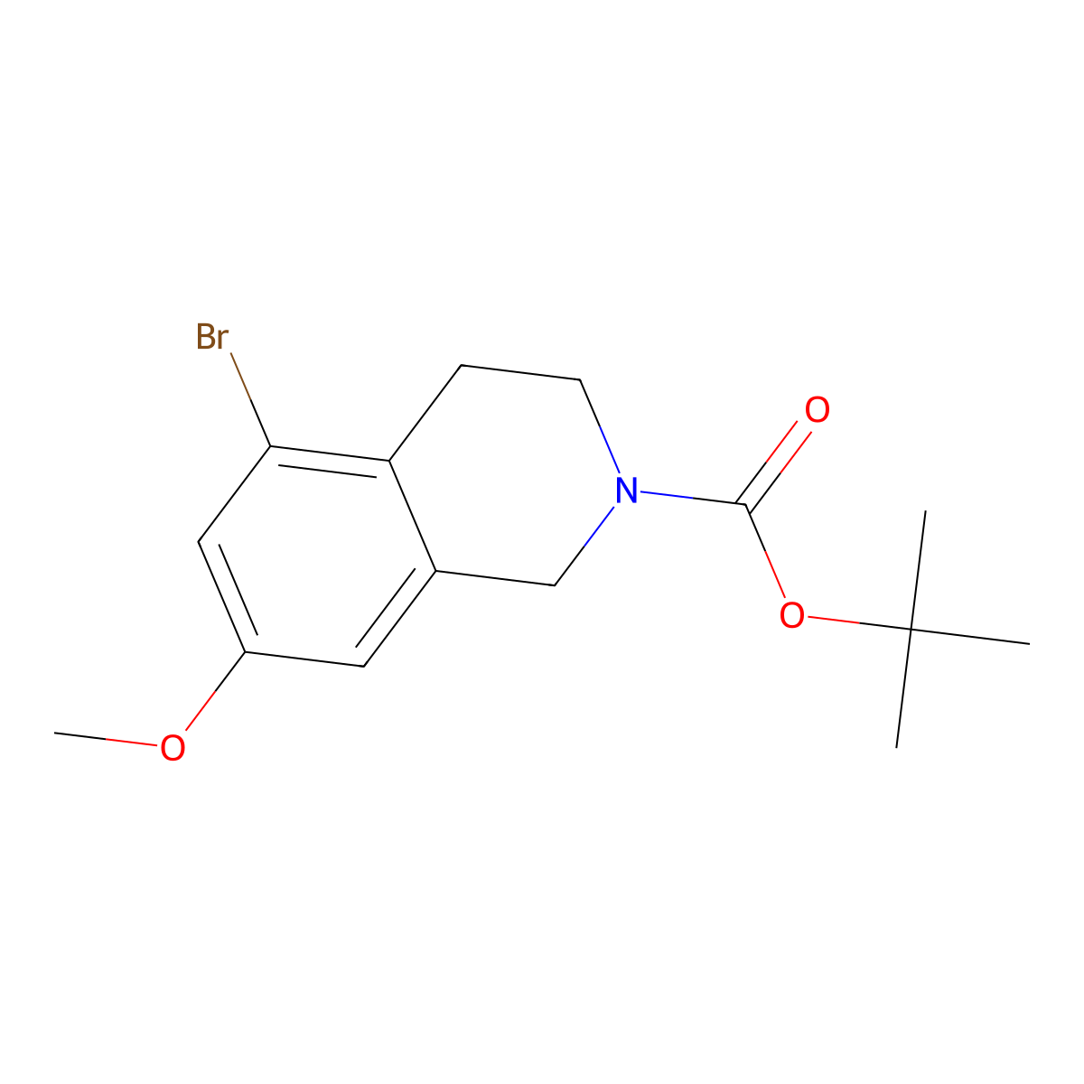 Tert-butyl 5-bromo-7-methoxy-1,2,3,4-tetrahydroisoquinoline-2-carboxylate molecular structure, CAS 2680724-69-8