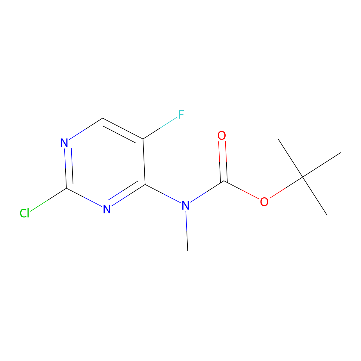tert-butyl N-(2-chloro-5-fluoropyrimidin-4-yl)-N-methylcarbamate molecular structure, CAS 2680724-76-7