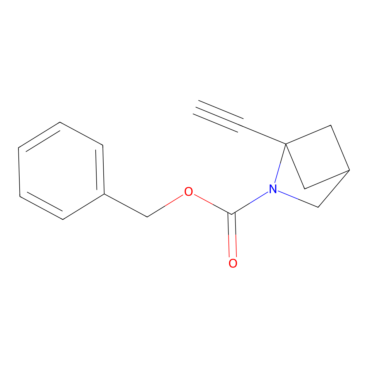 Benzyl 1-ethynyl-2-azabicyclo[2.1.1]hexane-2-carboxylate molecular structure, CAS 2680724-85-8