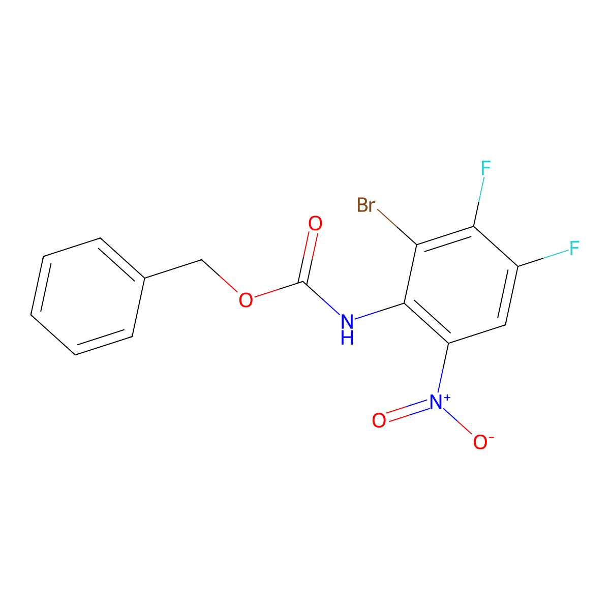 benzyl N-(2-bromo-3,4-difluoro-6-nitrophenyl)carbamate molecular structure, CAS 2680724-86-9