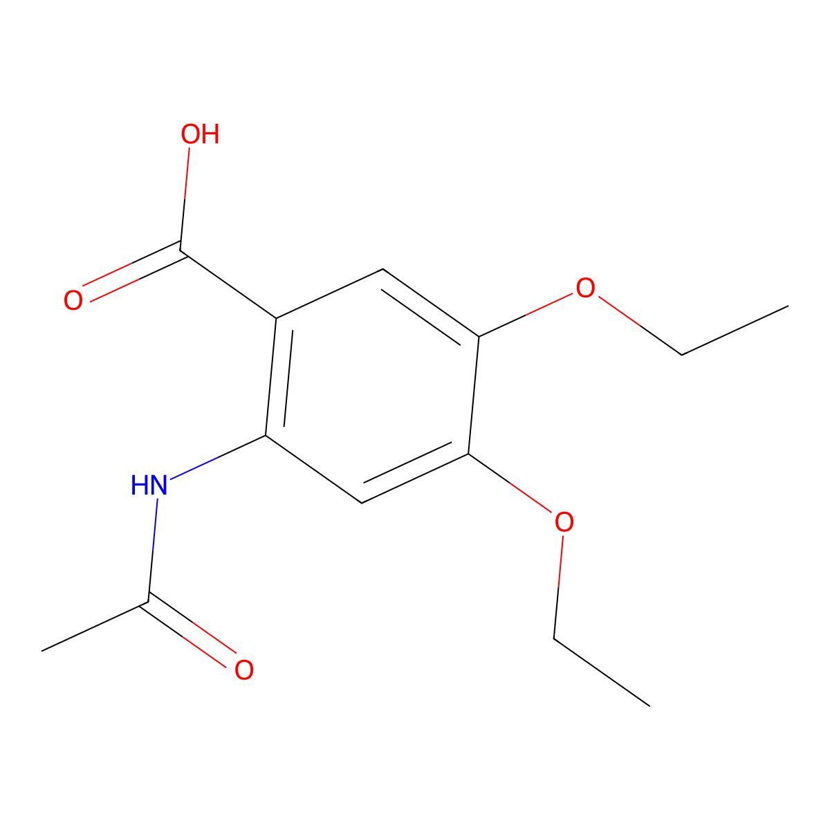 2-Acetamido-4,5-diethoxybenzoic acid molecular structure, CAS 2680724-90-5