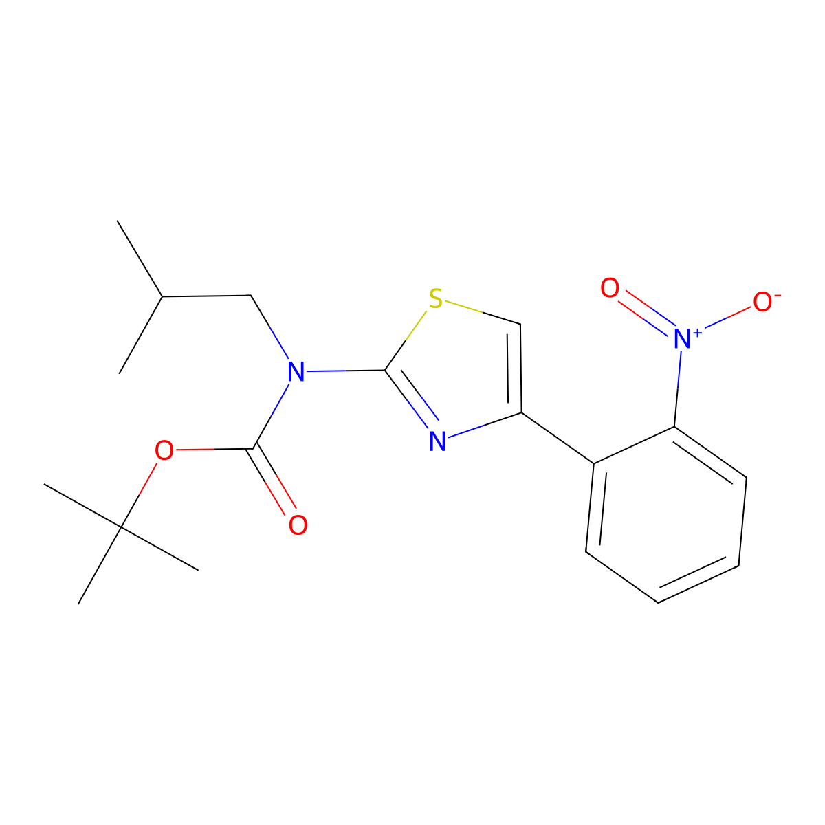 tert-butyl N-(2-methylpropyl)-N-[4-(2-nitrophenyl)-1,3-thiazol-2-yl]carbamate molecular structure, CAS 2680724-92-7