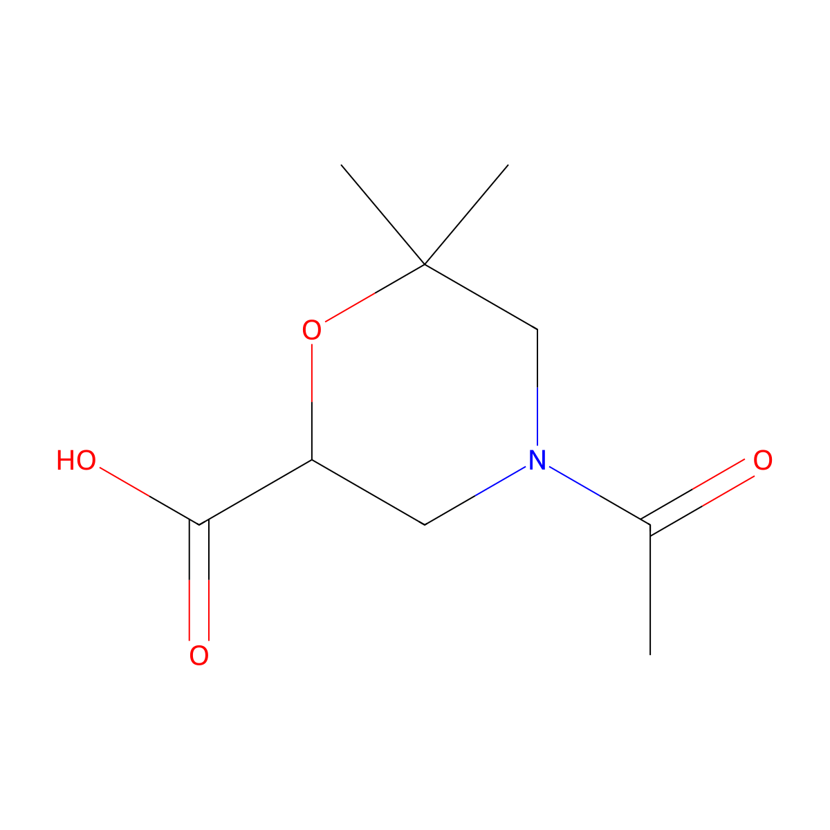 4-Acetyl-6,6-dimethylmorpholine-2-carboxylic acid molecular structure, CAS 2680724-94-9