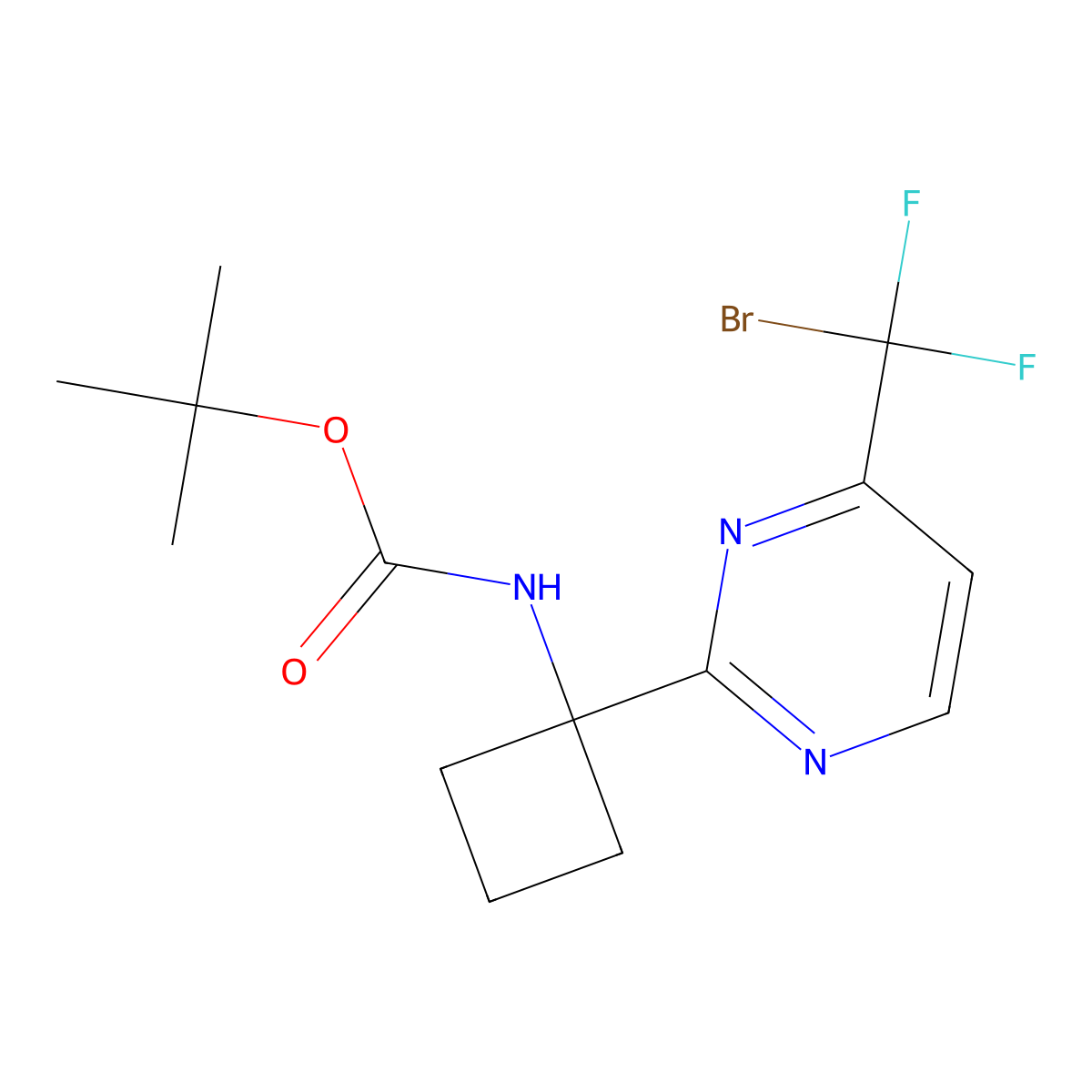 tert-butyl N-{1-[4-(bromodifluoromethyl)pyrimidin-2-yl]cyclobutyl}carbamate molecular structure, CAS 2680724-95-0