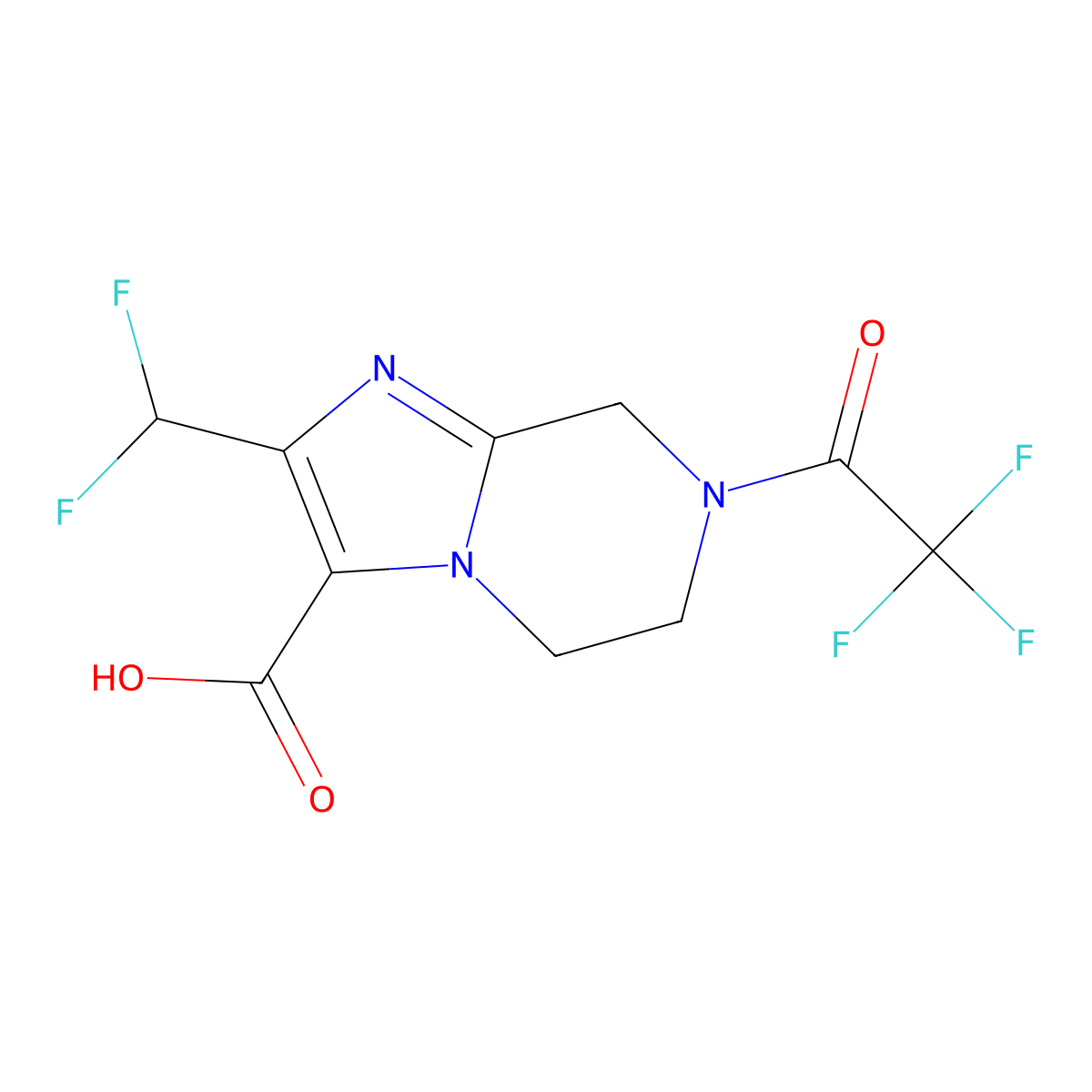2-(difluoromethyl)-7-(2,2,2-trifluoroacetyl)-5H,6H,7H,8H-imidazo[1,2-a]pyrazine-3-carboxylic acid molecular structure, CAS 2680724-98-3