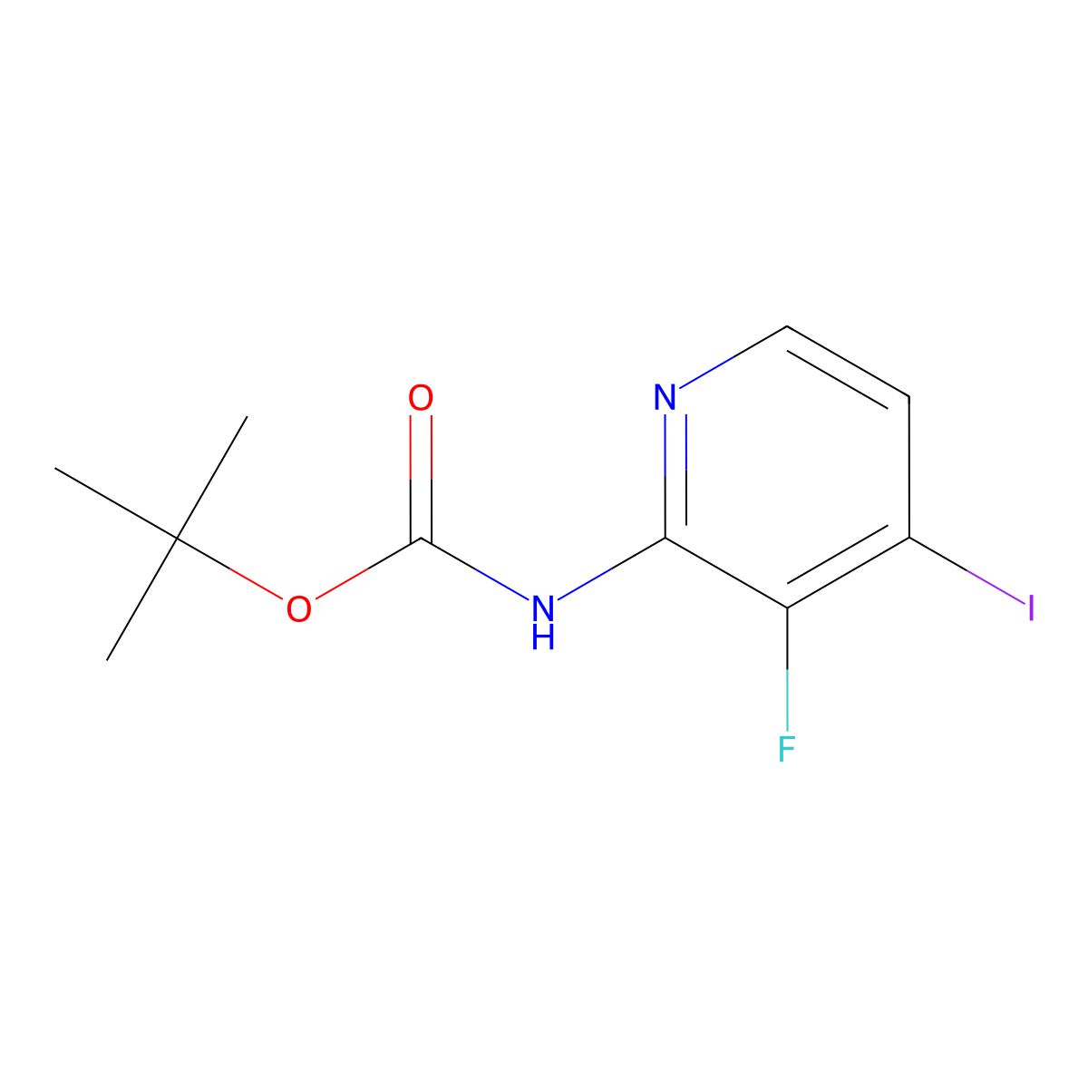 tert-butyl N-(3-fluoro-4-iodopyridin-2-yl)carbamate molecular structure, CAS 2680724-99-4