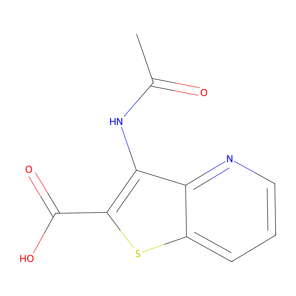 3-Acetamidothieno[3,2-b]pyridine-2-carboxylic acid molecular structure, CAS 2680725-10-2