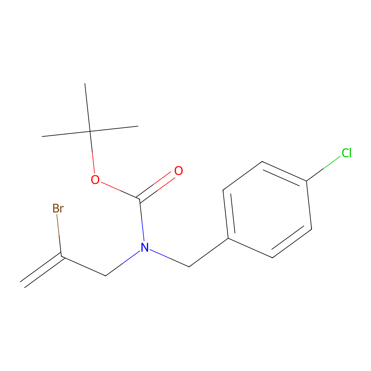 tert-butyl N-(2-bromoprop-2-en-1-yl)-N-[(4-chlorophenyl)methyl]carbamate molecular structure, CAS 2680725-19-1