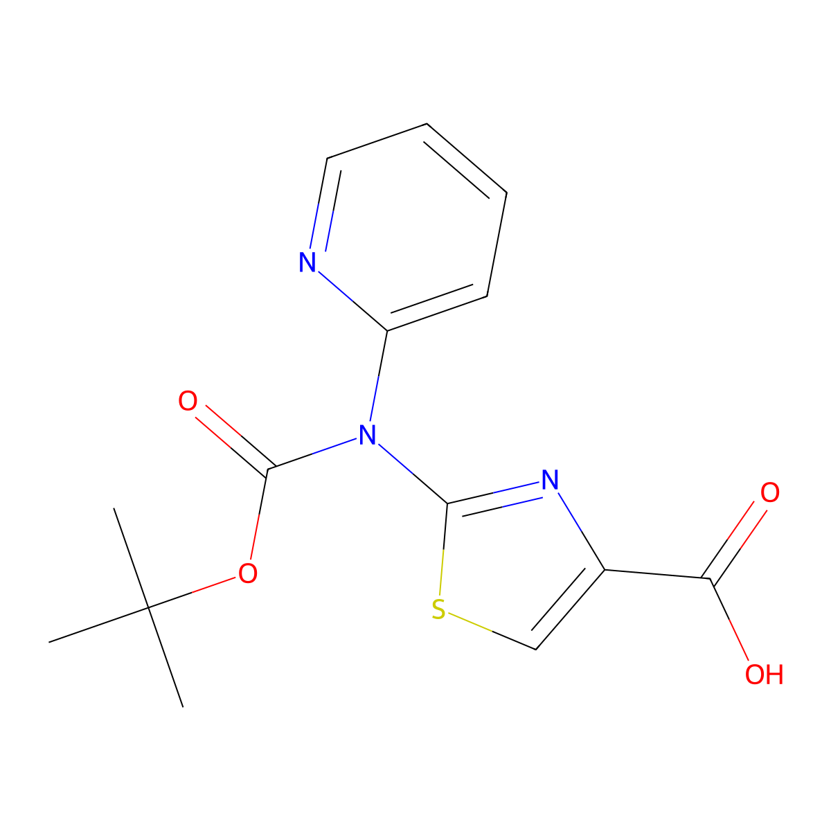 2-{[(Tert-butoxy)carbonyl](pyridin-2-yl)amino}-1,3-thiazole-4-carboxylic acid molecular structure, CAS 2680725-22-6
