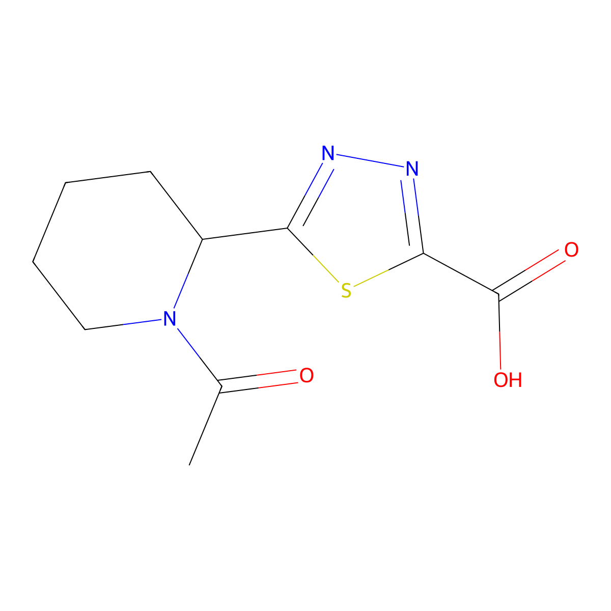 5-(1-Acetylpiperidin-2-yl)-1,3,4-thiadiazole-2-carboxylic acid molecular structure, CAS 2680725-26-0