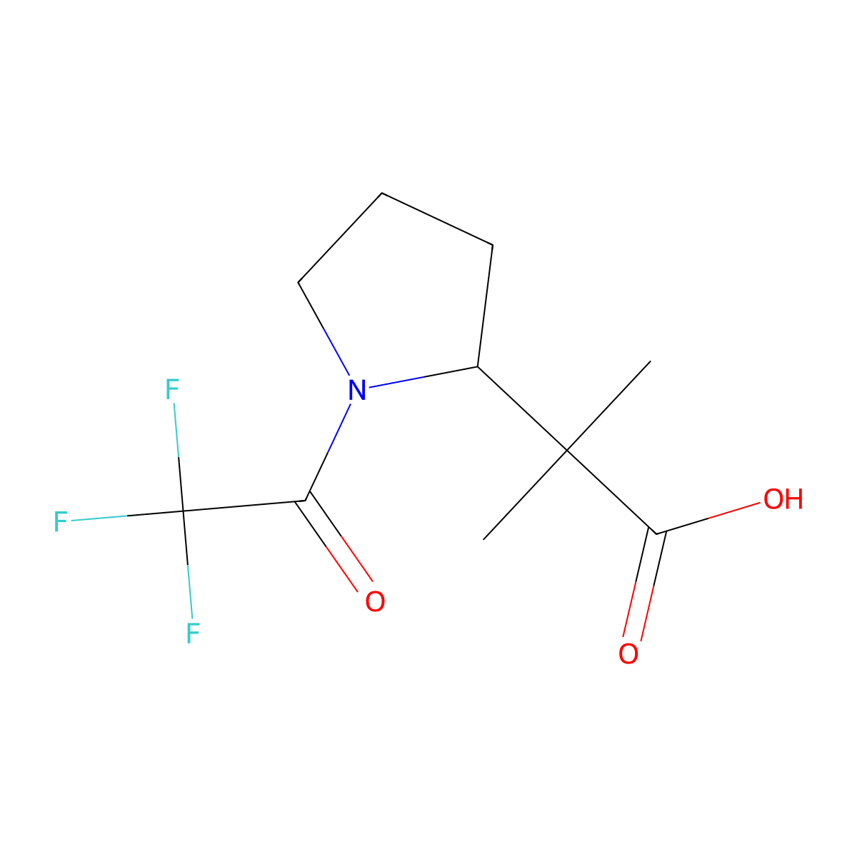 2-Methyl-2-[1-(trifluoroacetyl)pyrrolidin-2-yl]propanoic acid molecular structure, CAS 2680725-29-3