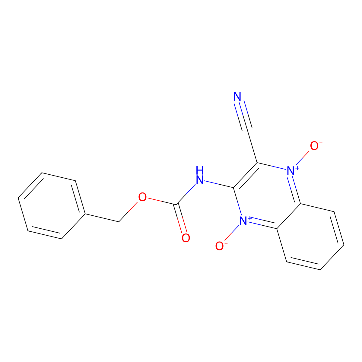 3-{[(Benzyloxy)carbonyl]amino}-2-cyanoquinoxaline-1,4-diium-1,4-bis(olate) molecular structure, CAS 2680725-31-7