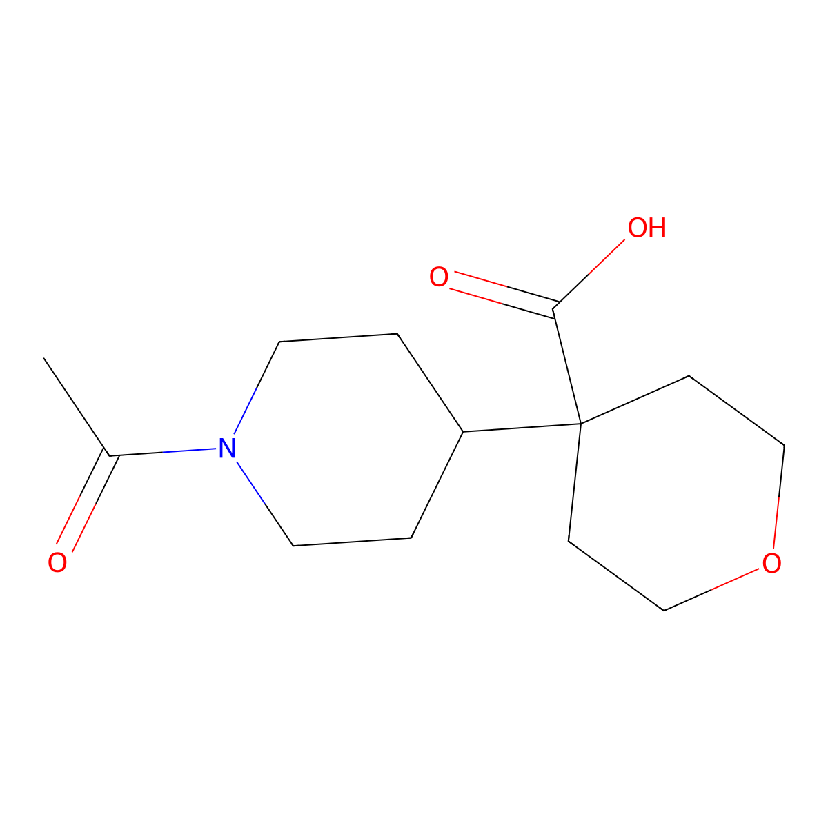 4-(1-Acetylpiperidin-4-yl)oxane-4-carboxylic acid molecular structure, CAS 2680725-37-3