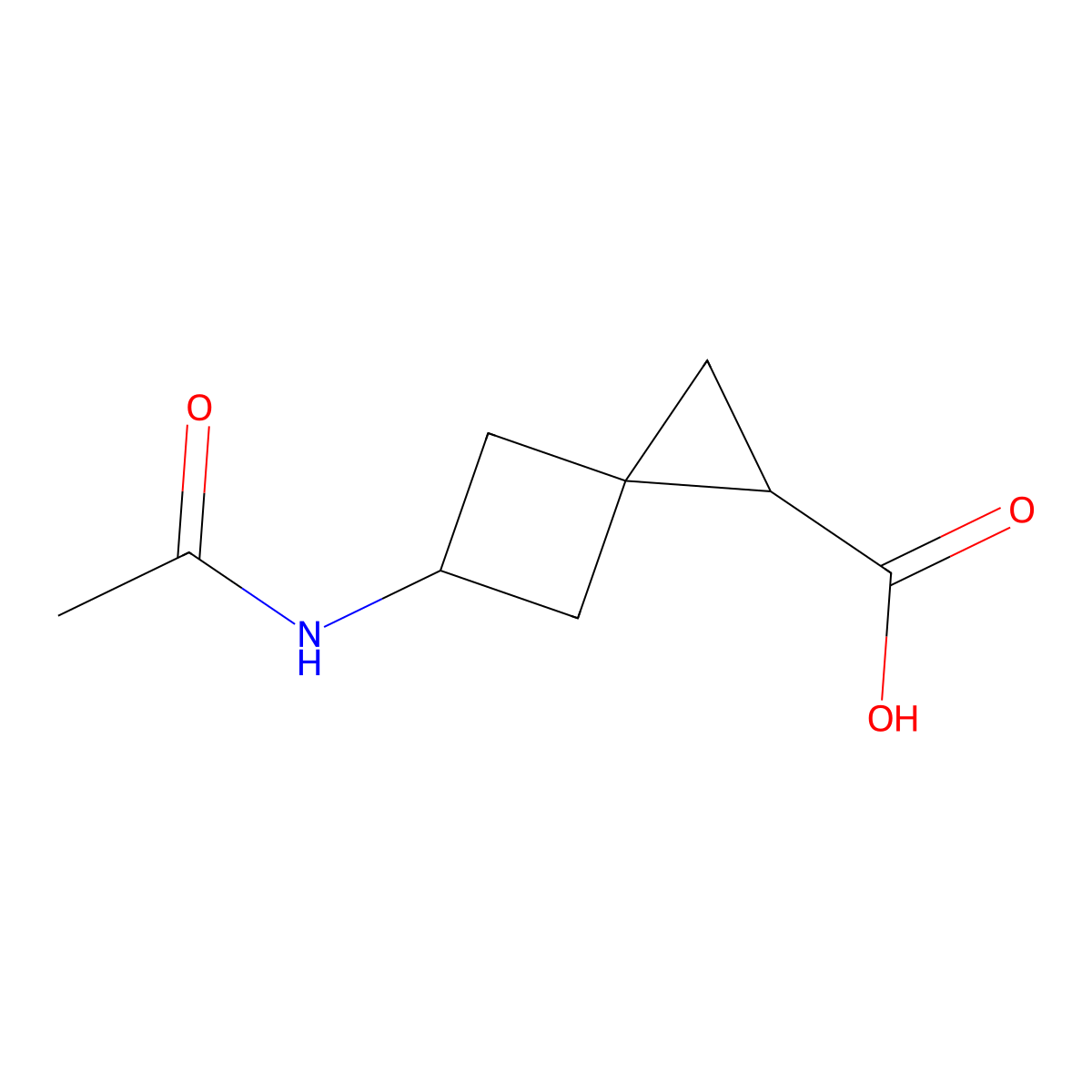 5-Acetamidospiro[2.3]hexane-1-carboxylic acid molecular structure, CAS 2680725-43-1