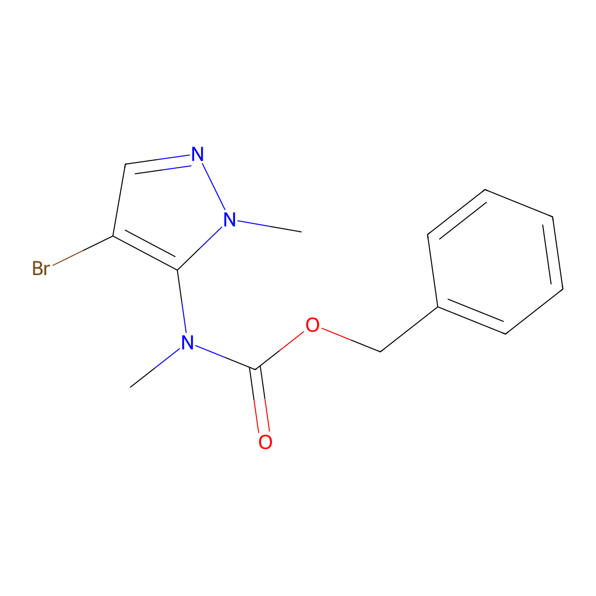 benzyl N-(4-bromo-1-methyl-1H-pyrazol-5-yl)-N-methylcarbamate molecular structure, CAS 2680725-45-3
