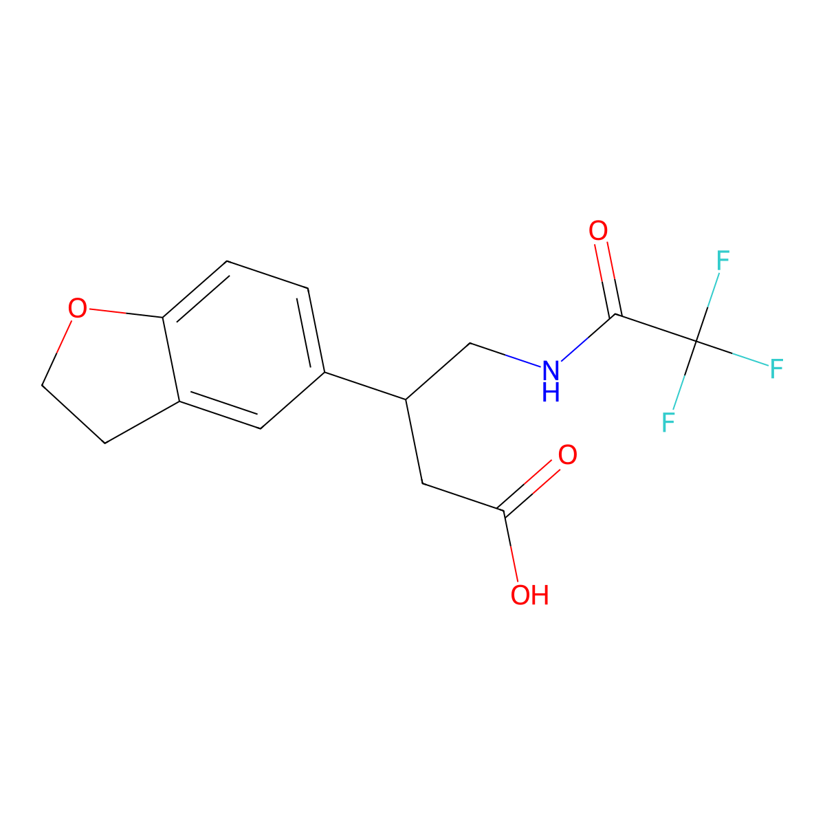 3-(2,3-Dihydro-1-benzofuran-5-yl)-4-(2,2,2-trifluoroacetamido)butanoic acid molecular structure, CAS 2680725-50-0